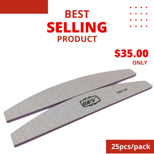 Nail File 100/180 Half Moon (25pcs/pack)